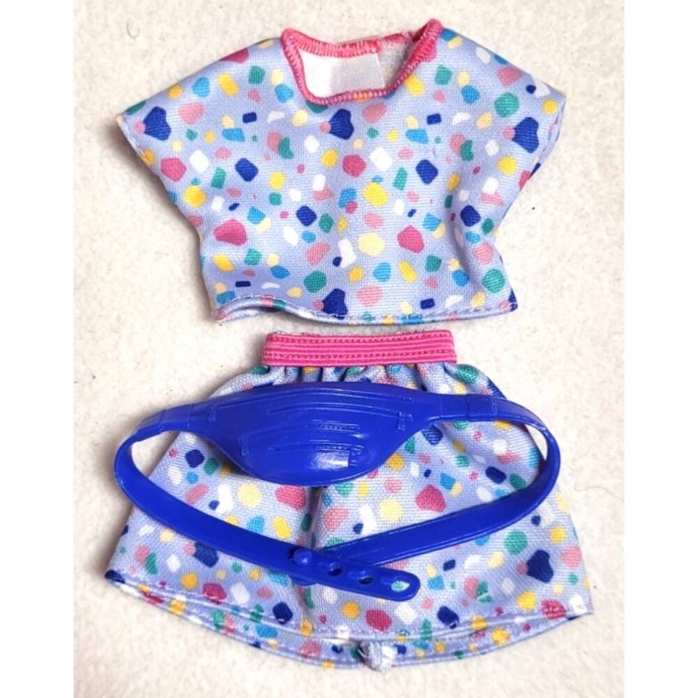 Barbie Size Crop Top Skirt Set Fanny Pack Blue Fashion Pack 1:6 Scale Doll Size
